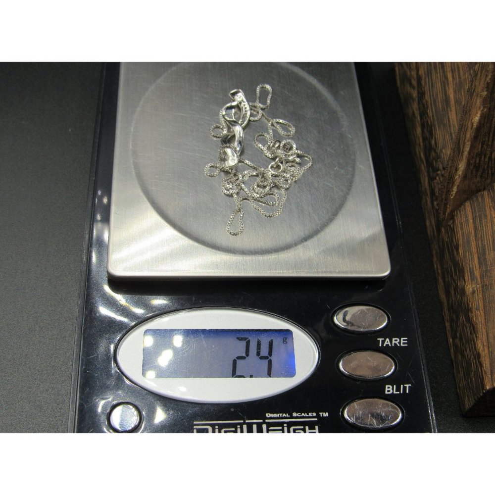 18" Sterling Silver Woven Pattern Diamond Chips Pendant Necklace Vintage Minimal - Picture 7 of 7